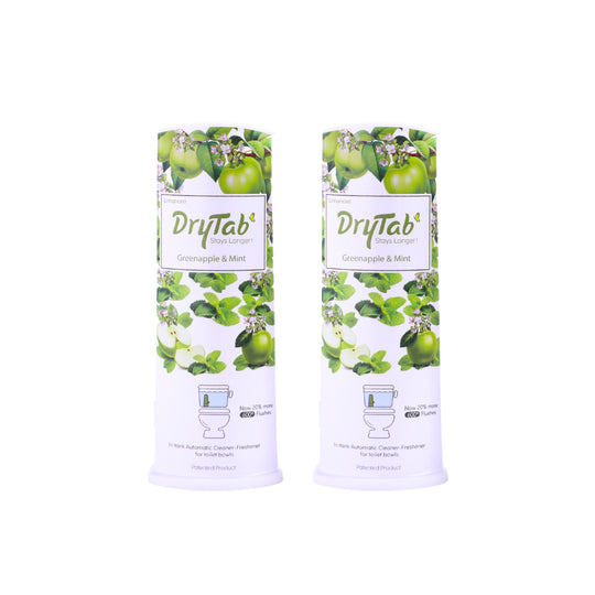 COMBO X DryTab In-tank Automatic Cleaner-Freshener for Toilet Bowls - Greenapple with Mint🍏 Fragrance Pack of 2 (180g Pack x2 unit)