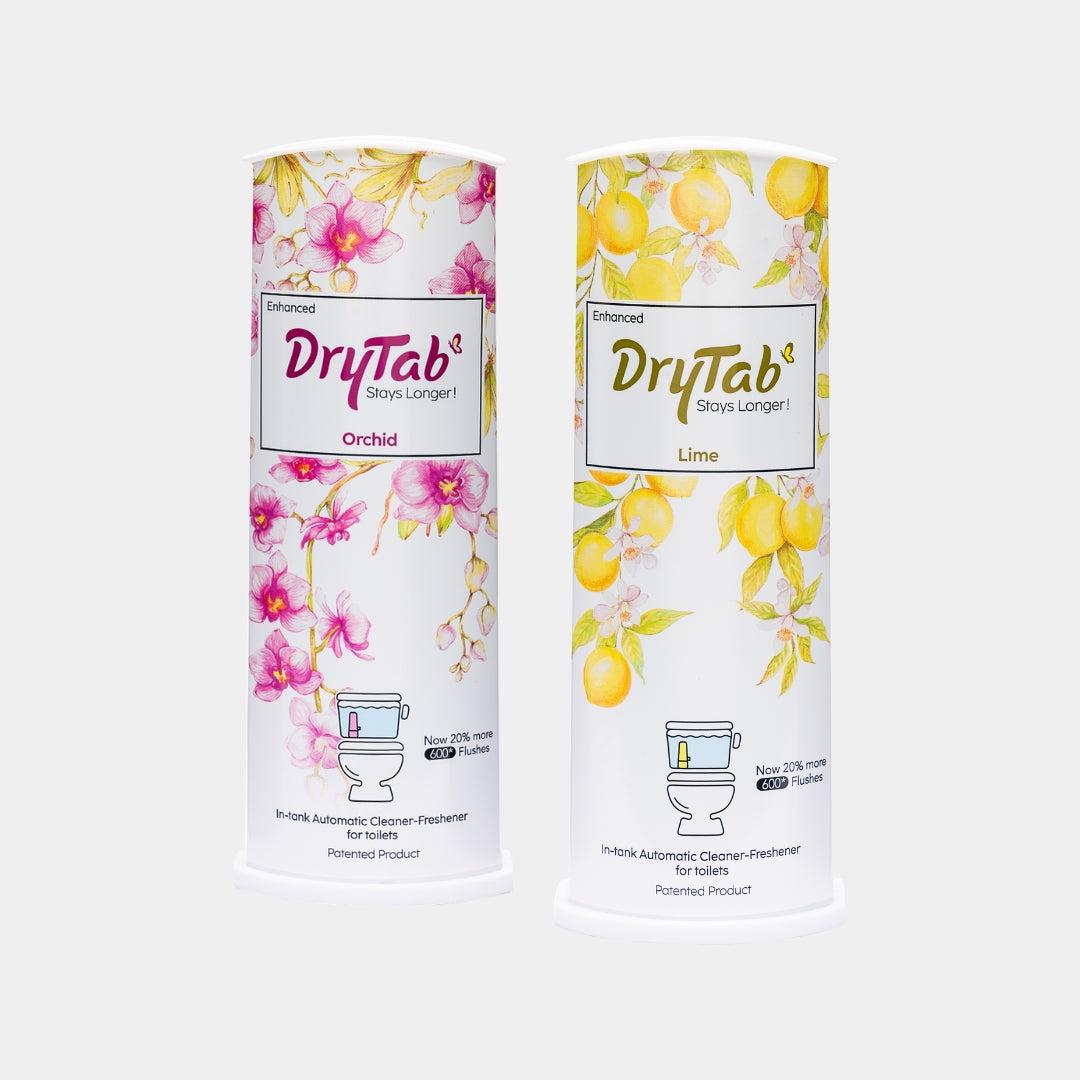 COMBO X DryTab In-tank Automatic Cleaner-Freshener for toilet bowl - Lime🍋 Fragrance & Orchid Fragrance🌸 (180g Pack of 1 unit x2 )
