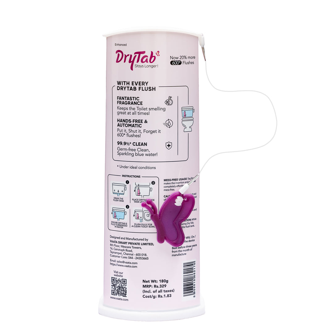 DryTab In-tank Automatic Cleaner-Freshener for Toilet Bowls - Orchid 🌸 Fragrance (180g Pack of 1 unit)