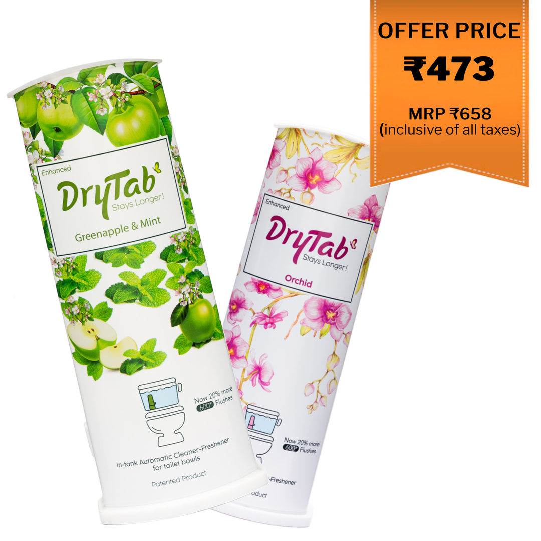 DryTab Combo Greenapple with Mint🍏 & Orchid🌸 Automatic Toilet Bowl Cleaner-Freshener