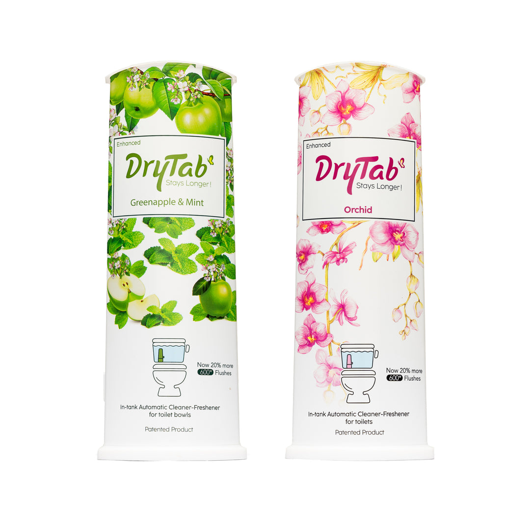 COMBO DryTab Greenapple with Mint🍏 & Orchid🌸 Automatic Toilet Bowl Cleaner-Freshener